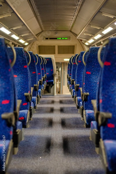 Fototapeta An empty train carriage during the coronavirus pandemic