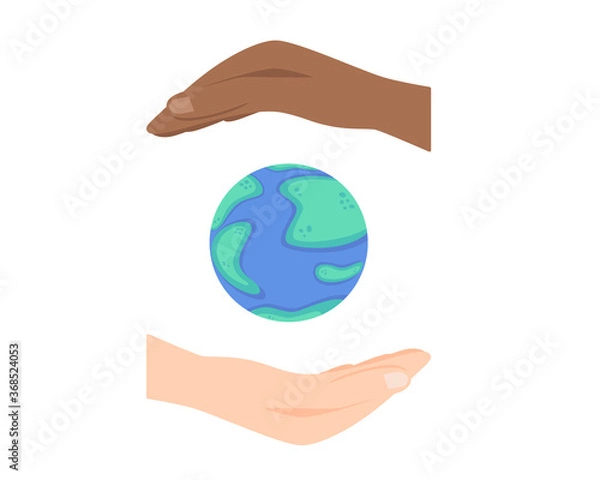 Fototapeta World Ozone Day, globe with multiethnic hands