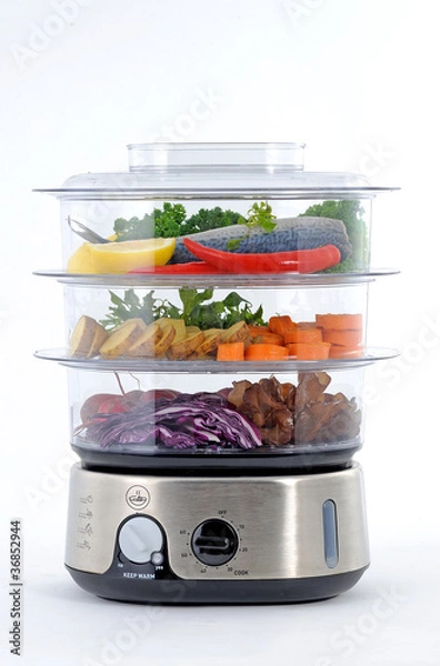 Obraz steam cooker with vegetables and fish