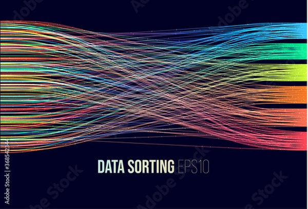 Fototapeta Data sorting. Big data analytics stream. Information classification.