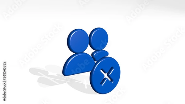 Fototapeta MULTIPLE ACTIONS REMOVE stand with shadow. 3D illustration of metallic sculpture over a white background with mild texture. abstract and blue