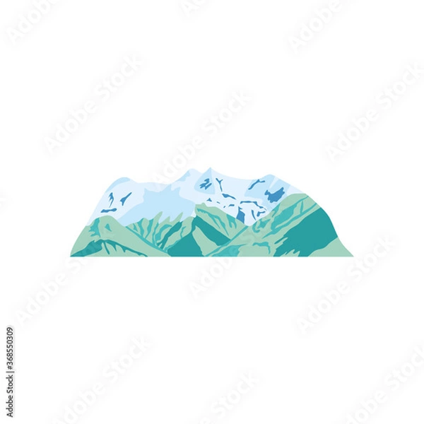 Fototapeta cold mountain with snow, flat style