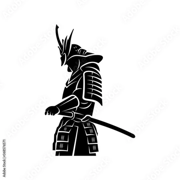 Obraz Samurai warrior Logo Design Vector. Silhouette of Samurai. Template illustration