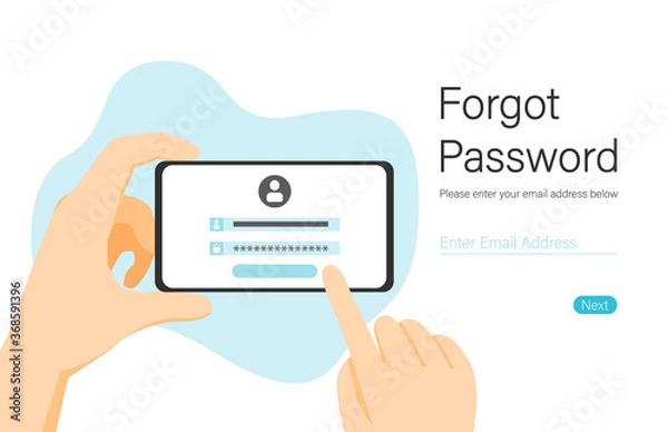 Fototapeta Landing page illustration design people forgot her password. This design can be used for websites, landing pages, UI, mobile applications, posters, banners