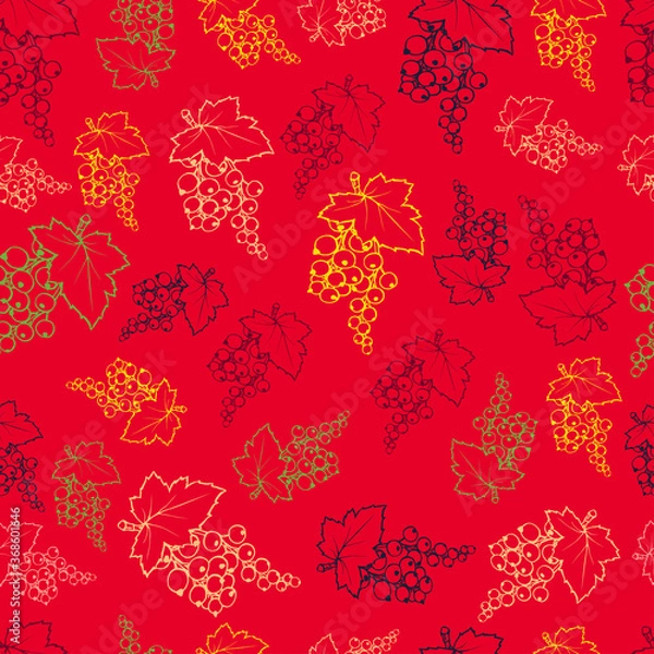 Fototapeta seamless vector pattern with currant on the red background
