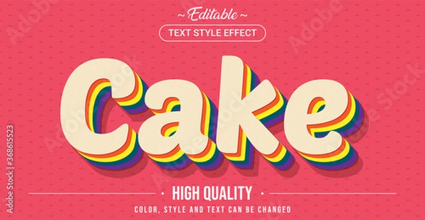 Fototapeta Editable text style effect - Rainbow cake theme style.