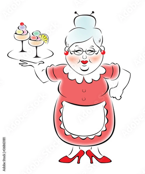 Fototapeta Бабушка принесла на подносе вкусное мороженое