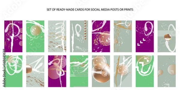 Fototapeta Elegant natural pastel muted pale calm tones card templates set. Collection of romantic abstraction background