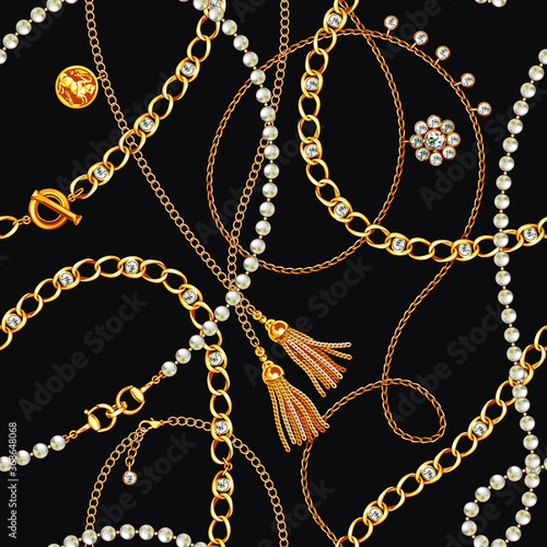 Fototapeta Chains Seamless Pattern. Gold Chains. Jewelry Pattern.