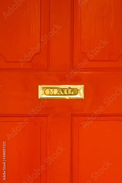 Obraz Gold Mailbox on Red Door