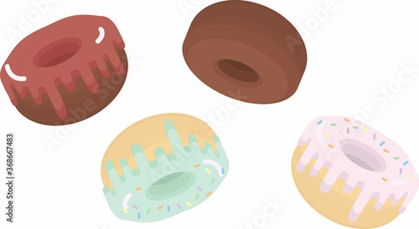 Obraz A narrow pattern of transmitted donuts with different fillings.