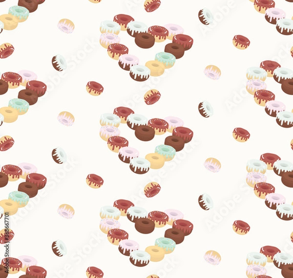 Fototapeta Pattern for wrapping paper for sweet valentine's day with donut heart.