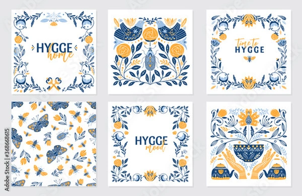 Obraz Greeting cards in Scandinavian, Nordic and Folk art style