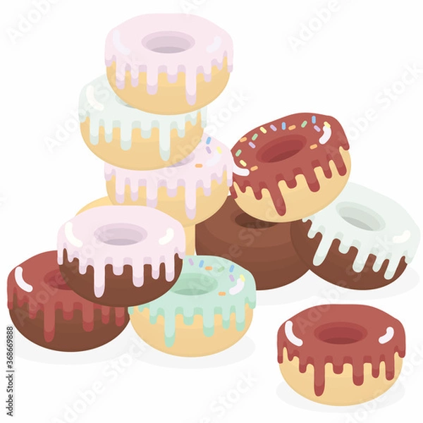 Obraz Heaps of sweet donuts to decorate your design.