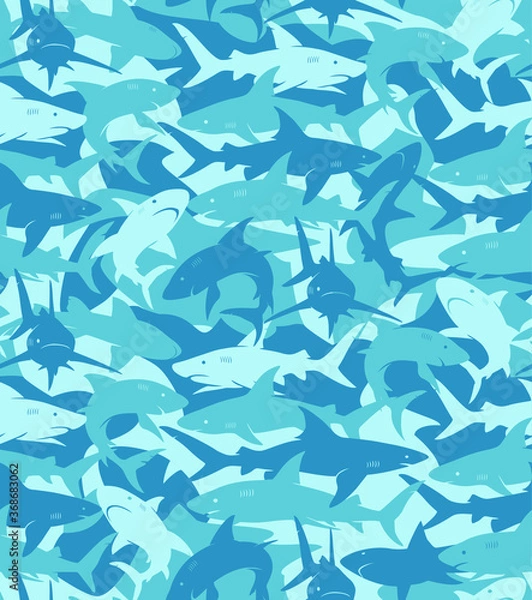 Fototapeta Vector Pattern with sharks