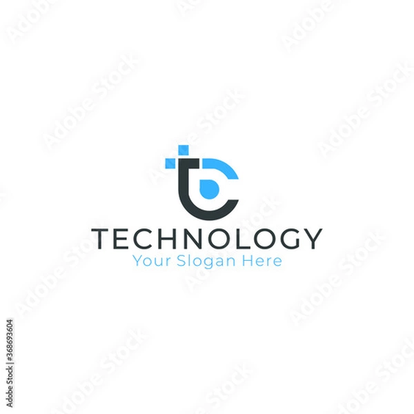 Fototapeta TC Monogram logo, CT hipster initials for business cards or wedding invitations, black and white combination of two letters T and C line design elements.