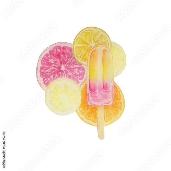 Fototapeta watercolor illustration of multicolored ice cream