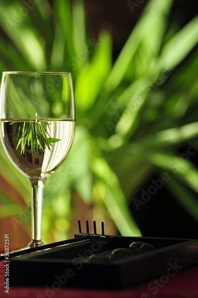 Obraz White Wine & Zen Garden