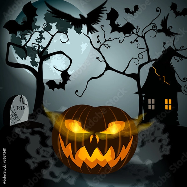 Obraz Halloween illustration with Jack O'Lantern