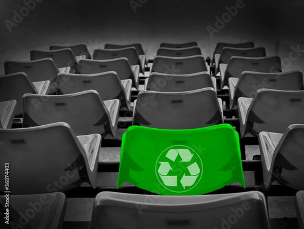 Obraz Bright green seat and recycle sign