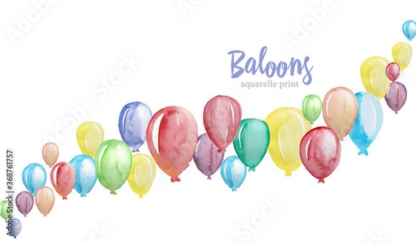 Obraz happy birthday card with balloons
