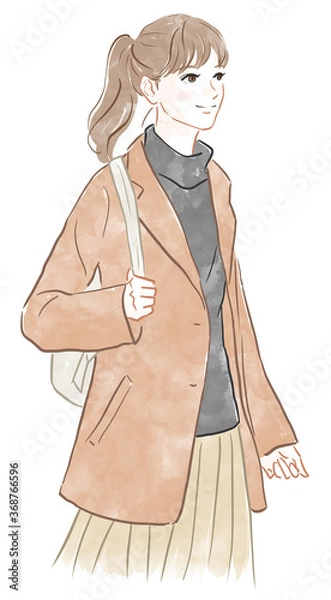 Obraz コートを着た女性