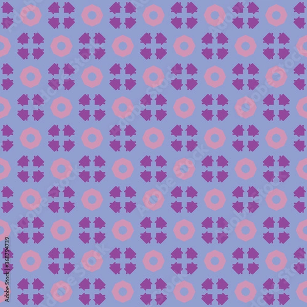 Fototapeta Vector seamless pattern texture background with geometric shapes, colored in pink, blue, violet, purple colors.