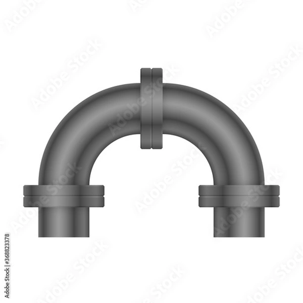 Fototapeta Pipe icon and flange fitting for pipeline connection with valve and other pipe. For transportation liquid or gas i.e.crude, oil, natural gas, sewage, wastewater. Also for plumbing and irrigation.