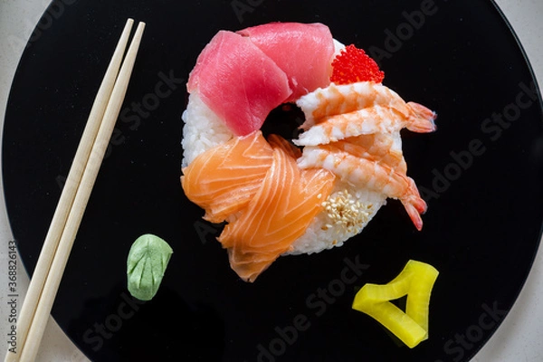 Obraz Sushi on black plate