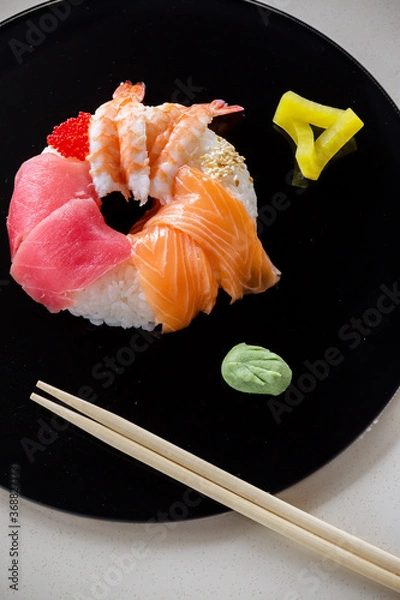 Obraz Sushi on black plate