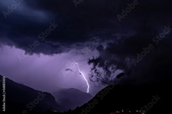 Obraz Lightning in the Engelberg valley