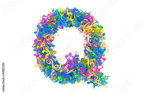 Fototapeta Letter Q from colored musical notes. 3D rendering