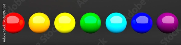 Fototapeta Set colored spheres on black background 