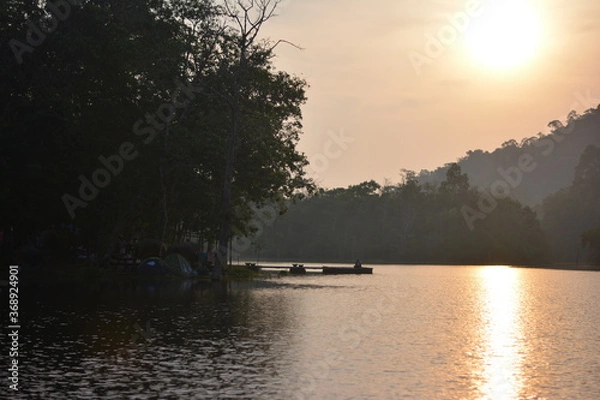 Fototapeta sunset on the lake