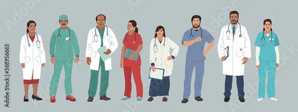Obraz Indian Medics. Medical Characters. Doctors and nurses round portraits, team of doctors concept, medical office or laboratory. Modern flat vector concept digital people vector illustration