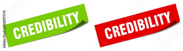 Obraz credibility paper peeler sign set. credibility sticker