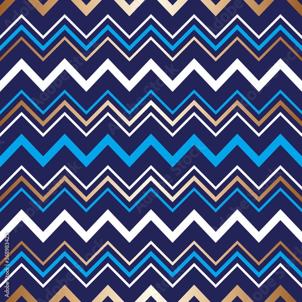 Fototapeta Gold seamless pattern. Background stripe chevron. Elegant zigzag lines. Repeating delicate chevrons striped texture for design. Tender golden backdrop for prints, fabric, wallpaper, textile. Vector