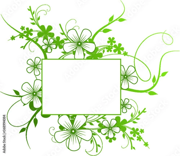 Obraz green floral frame