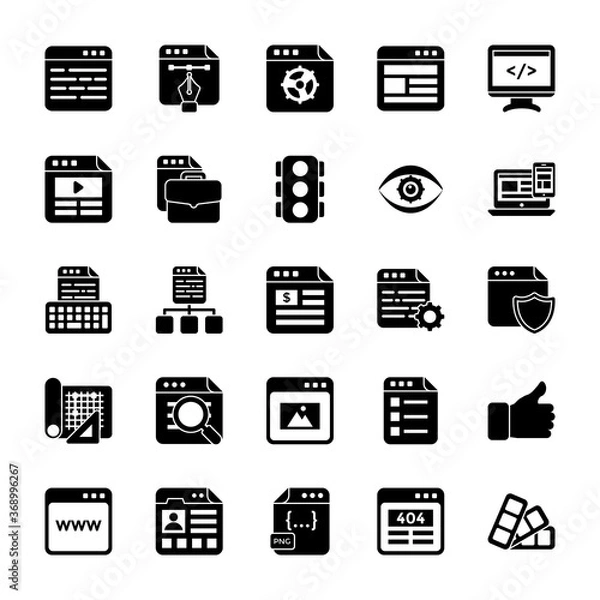 Fototapeta Web Design Glyph Icons