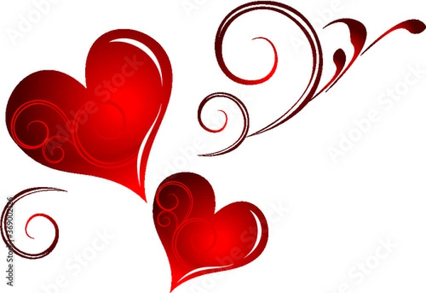 Obraz red hearts on white background