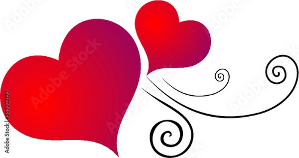 Obraz red hearts on white background