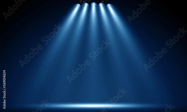 Fototapeta Spotlights illuminate empty stage