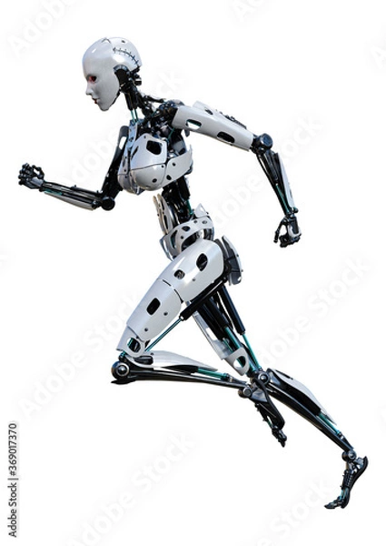 Fototapeta 3D Rendering Female Robot on White