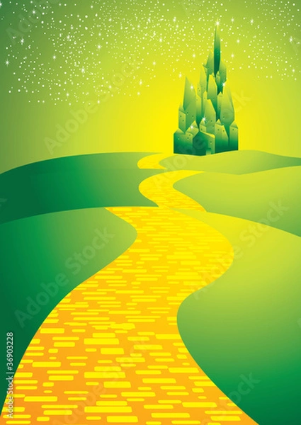 Obraz droga z zółtej kostki