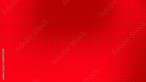Obraz Dots halftone red color pattern gradient texture with technology digital background. Dots pop art comics with summer background.