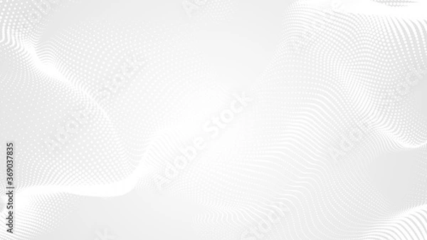 Fototapeta Dot white gray wave light technology texture background. Abstract big data digital concept. 3d rendering.