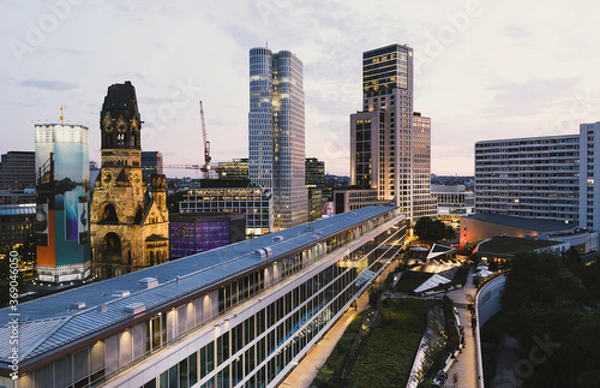 Fototapeta Modern skyscrapers in Berlin near the Zoologischer Garten and Bikini Berlin.