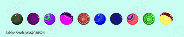 Fototapeta set of lawn bowls various model. vector illustration on blue background