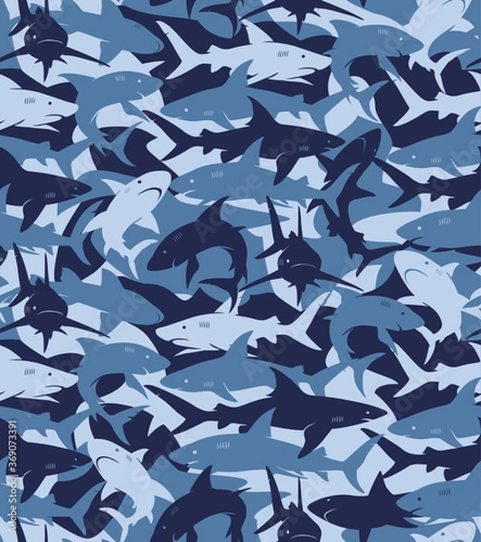 Obraz Vector Seampless Pattern with sharks
