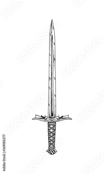 Obraz Medieval Sword. Hand Drawn Vector Illustration